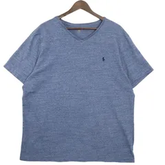 ポロラルフローレン Vネック半袖Tシャツ メンズUS-XXL ワンポイントポニー刺繍 杢ネイビー hsc-0333n