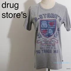 ★美品★ drug store's ドラッグストアーズ トップス　カットソー　半袖　ロング丈　プリント柄  グレー 送料無料　古着　レディース
