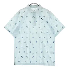 サイズ：M PUMA GOLF プーマゴルフ 2023年モデル 半袖ポロシャツ シアサッカー 総柄 ブルー系 [240101310602]# ゴルフウェア メンズ ストスト