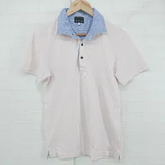 ◇ THE SHOP TK MIXPICE レイヤード風 オシャレ イケオジ 半袖 ポロシャツ サイズL ピンク ブルー系 メンズ E  【1305250022086】のサムネイル