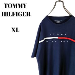 TOMMY HILFIGER トミーヒルフィガー 半袖 Tシャツ フラッグ刺繍 ビックロゴ ネイビー メンズ XL サイズ