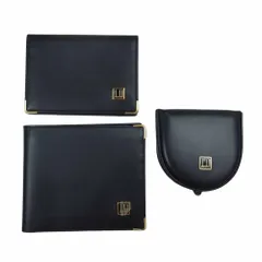 Dunhill ダンヒル ウォレット レザー コンパクトウォレット コインケース カードケース 3点セット 二つ折り財布 小銭入れ 名刺入れ ブラック系【中古】