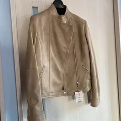 新品　INDIVI インディヴィ　レザージャケット　ライダース　ベージュ