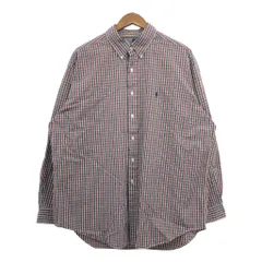 90年代 Polo by Ralph Lauren ポロ ラルフローレン BLAKE ボタンダウン 長袖シャツ チェック レッド (メンズ XL) 中古 古着 Q5102