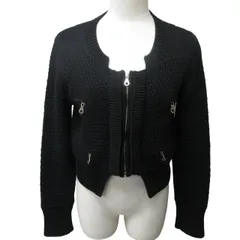 クロエ CHLOE ニットブルゾン ウールジャケット 袖ファスナー シルバー金具 短丈 黒 ブラック XSサイズ 0209 IBO47のサムネイル