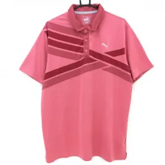 ★値下げ★プーマ 半袖ポロシャツ レッドピンク×ボルドー 胸元ロゴ メンズ US-L ゴルフウェア PUMA