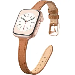 【在庫セール】42mm 41mm 40mm 38mm 44mm iWatch 可愛い おしゃれ 柔らかい 45mm 細い 交換ベルト レザー 10/9/8/7/6/5/4/3/2/1/SE バンドSeries 46mmに対応（ブラウン、46/45/44/42m