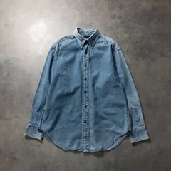 WQ856●Ralph Lauren：ポニー刺繍長袖デニムシャツ ●9● インディゴ ボタンダウン ラルフローレン