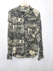 ◇ Θ ZARA ザラ 総柄 イラスト 長袖 シャツ サイズEUR M USA M MEX 40 ブラック カーキ ベージュ メンズ E  【1506250001280】