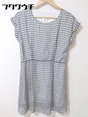 ◇ URBAN RESEARCH ギンガムチェック フレンチスリーブ 膝丈 ワンピース サイズF ホワイト ブラック レディース  【1002798895232】