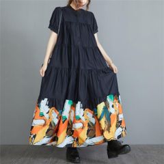 ワンピース 即購入OK レディース 半袖 ロングワンピース シャツワンピース サマードレス ゆったり マキシ丈 ミモレ丈 切り替え 着痩せ カジュアル おしゃれ 夏 zhangban266