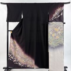 振袖 身丈168.5cm 裄丈69cm L 袷 anan 落款あり 牡丹 桜 箔 刺繍 赤 正絹 美品 名品 中古 振袖 身丈159.5cm 裄丈64.5cm M 袷 anan 桜 牡丹 刺繍 金彩 青緑 正絹