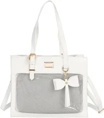 HARGIO(ハルジオ) 痛バッグ トート ショルダー 推し活バッグ ハンドバッグ 2WAY 可愛い 高級 グッズ ぬいぐるみ 鞄 リボン 人気 おしゃれ かわいい (ホワイト)