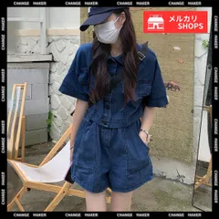 【送料無料】デニムセットアップ カジュアル 上下セット レディース 半袖 デニムジャケット デニムワイドショートパンツ ２点セット おしゃれ アンサンブル レトロ ジーパンセット ツーピースセット 夏 春秋 韓国 新品 未使用 CH83YATONG-081
