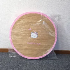 【未使用品】Sanrio Hello Kitty サンリオ ハローキティ 刺繍 座布団 い草 フロアクッション 平成 レトロ ギャルのサムネイル