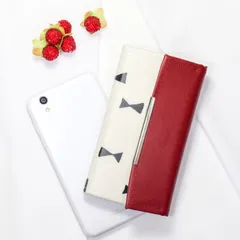 【rib.W】全機種対応 色変更可 オーダーメイド 手帳型スマホケース 北欧柄 ベージュリボン 受注生産 14日以内に発送