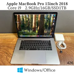 ［良品/バッテリー良好］Apple MacBook Pro 15inch 2018/Core i9　2.9GHz/16GB/SSD1TB/Windows11/Office 2024/426
