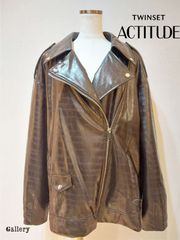 【未使用・新品】【公式正規取扱い】TWINSET ACTITUDE(ツインセットアティテュード) ライダースジャケット 型押し フェイクレザー
