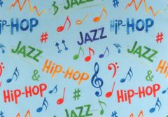 【ゆきちゃん限定】X2332 HIPHOP＆JAZZ ポップ柄 水色 1m