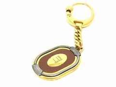 ■美品■ dunhill ダンヒル キーホルダー バッグチャーム ゴールド系×ブラウン系 DE3682