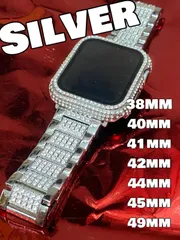 Apple Watch キラキラカバー＆ステンレスバンドセット - 高速反応、スクリーン保護付 S