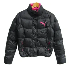 プーマ ダウンジャケット ジャンパー スポーツウエア アウター 黒 レディース Mサイズ ブラック×ピンク PUMA 【中古】