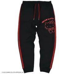 ハローキティ 長ズボン ジャージ サンリオ ジョガーパンツ 部屋着 パジャマ ルームウェア レディース メンズ 大人 ユニセックス M L LL XL 2L キティーちゃん hello kitty ウエストゴム 運動 ブラック 黒 キャラクター 人気