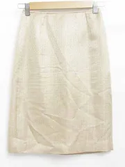 セルッチオ CERCHIO タイト スカート 膝丈 総柄 ウール ゴールド S