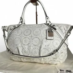 美品 COACH コーチ 2way ショルダーバッグ マディソン レイザーカット オプアート トートバッグ  レザー パンチング