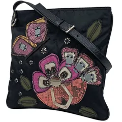 プラダ PRADA ロゴプレート ショルダーバッグ パッチワーク ショルダーバッグ テスートナイロン ネロ(ブラック) レディース 【中古】