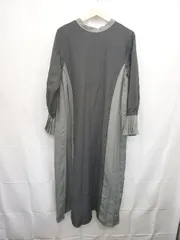 ◇ ⊇ La-gemme ラジェム プリーツ 長袖 膝下丈 ワンピース 表記なし ブラック グレー系 レディース E  【1506250013580】