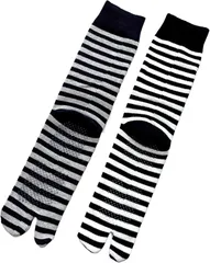 モードセレクト 足袋 ソックス メンズ 滑り止め付 表糸綿100% 口ゴムゆったり 足袋ソックス 紳士 ボーダー柄 2足セット 色はお任せ(マルチカラー,  24-26)