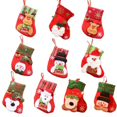 【在庫セール】キャンディなど入れ ギフト プレゼント オーナメント 可愛い 飾り クリスマスツリー ソックス クリスマス トナカイ 熊 雪だるま サンタクロース クリスマスの靴下 10枚セット Takelablaze