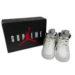 ◆未使用/外箱有◆NIKE ナイキ AIR JORDAN 5 RETRO SUPREME ホワイト系 824371-101 27.5㎝ メンズ スニーカー X99665NH