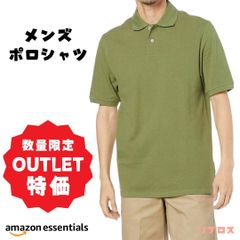 新品 Amazon Essentials ポロシャツ メンズ Mサイズ レギュラーフィット 無地 半袖 ライトオリーブ コットン100% 洗濯機洗い可 通気性 快適 カジュアル おしゃれ リプロス