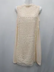 ◇ ⊂ ETRE TOKYO エトレトウキョウ ノースリーブ 膝丈 ワンピース サイズF ベージュ レディース E  【1501160029300】