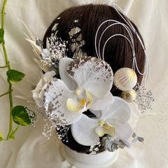 髪飾り 胡蝶蘭 ディップフラワー アメリカンフラワー ドライ