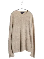 【お得なクーポン配布中!】 ポロ ラルフローレン ケーブル ニット セーター メンズ M / 100% カシミヤ 長袖ニット ポニー無し 無地 シンプル きれいめ カジュアル 薄手