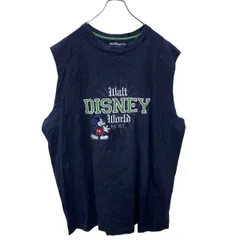 Disney ロゴ タンクトップ 3XL ネイビー ディズニー ビッグサイズ 刺繍ロゴ ミッキーマウス ノースリーブ 古着卸 アメリカ仕入 a704-5782