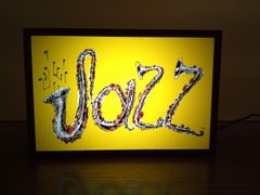 [주문 무료 15 사이즈]JAZZ 재즈 색소폰 재즈 페스티벌 재즈 카페 레코드 쇼와 레트로 팝 아트 점포 자택 파티 이벤트 테이블 카운터 미니어처 조명 간판 입상 잡화 LED 라이트 BOX 전식 간판 전광 간판