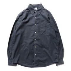 00's オールドネイビー リネン×コットン シャツ 長袖 (M) 紺灰系 無地 00年代 旧タグ オールド GAP ギャップ OLD NAVY 2004年製 Y2K アメリカ古着 USED  ビンテージ ヴィンテージ