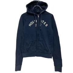 Hollister ロゴスウェット パーカー ネイビー レディース M ホリスター ジップアップ 裏起毛 古着卸 アメリカ仕入 a612-5364