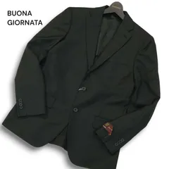 【新品 未使用】 BUONA GIORNATA ボナジョルナータ 通年 背抜き YUNSA社 ストライプ テーラード ジャケット Sz.M メンズ 黒のサムネイル