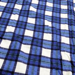 ヴィンテージファブリック　MARCUS BROTHERS TEXTILES INC　ニューヨーク　生地　タータンチェック　ブルー　ハンドメイド/z6