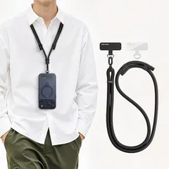 【新品】 【外出が身軽に・丈夫さ】スマホストラップ iPhone 17 シリーズにも対応 2025新開発 お出かけ必須 ショルダー 首掛け ストラップ 長さ調節可能 タグパッチ 2枚入り ネックストラップ ショルダー スマホ iPhone 1
