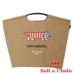 【正規品】ボールアンドチェーン (LISA LARSON リサラーソン / ベージュ) Lサイズ  トートバッグ エコバッグ 刺繍 ネコ 猫