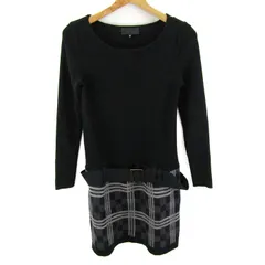 アンタイトル 切替ワンピース 長袖 ウール トップス レディース 2サイズ ブラック系 UNTITLED 【中古】