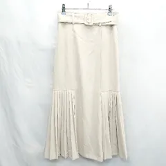 ◇ Θ PROPORTION BODY DRESSING ベルト付き プリーツ加工 ロング丈 フレア スカート サイズM ベージュ系 レディース E  【1502180013461】