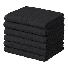 【新品】 フェイスタオル #S101 薄手 コットン100％ 190匁 34×86cm 6枚セット ブラック セット 無地 エステ サロン カラー 洗顔 フェイシャル コットン 耐久性 ホテル 美容室 サロン 介護 0