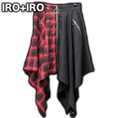 favorite IRO+IRO ドレープスカート チェック柄 切り替え Mサイズ フェイバリット パンク ロック V系 モード 地雷 ゴス エモ サブカル